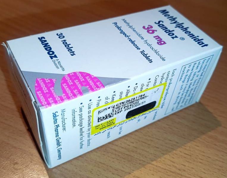 خرید قرص متیل فنیدات ساندوز 36 میلی گرم جعبه 30 عددی | کاربرد، نحوه مصرف و عوارض جانبی و خرید انلاین